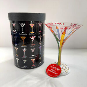 Lolita Love My Martini "Happy Birthday-tini" Martini Glass W/Recipe Hand Painted